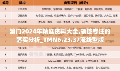 澳门2024年精准资料大全,领域专注的落实分析_TMN6.23.37流线型版